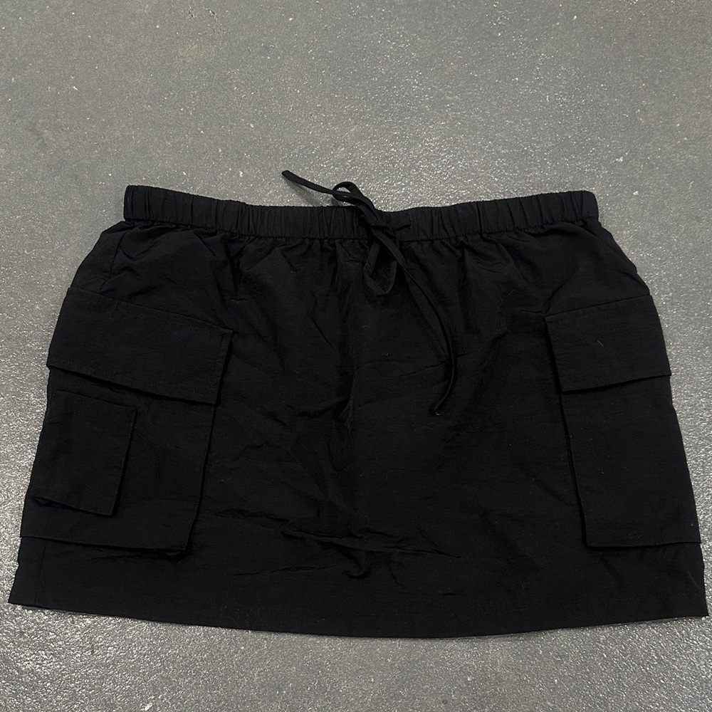 Black Mini Cargo Skirt with Pockets